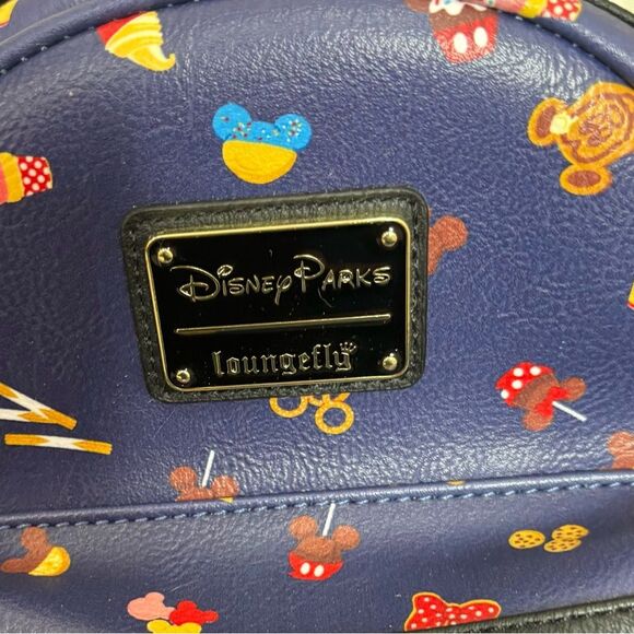 Disney Parks Loungefly Backpack Food snacks blue Mickey rare bag - Picture 7 of 9